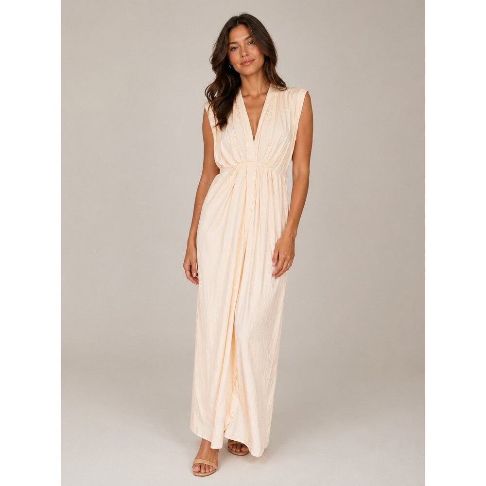 Anthropologie NWT Sleeveless V Neck Twist Front Satin Dress 4 Ethereal Goddess